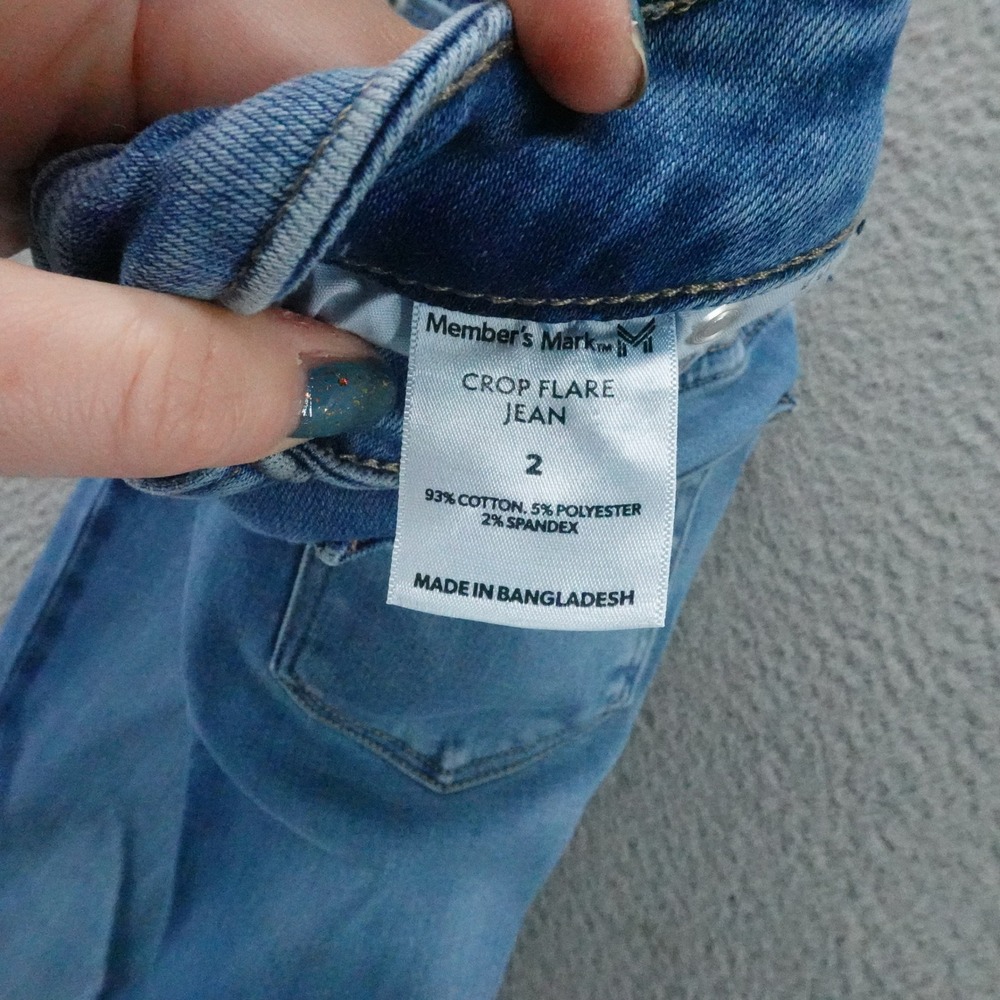 Members Mark Womens Size 2 Crop Flare Leg Stretch Denim Jeans Blue NEW - Picture 13 of 15